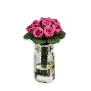 dark pink roses in vase Miniature 1:12