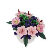 flower pot blue/rose miniature 1:12