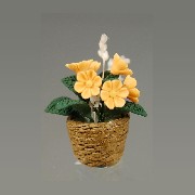yellow flowers in basket miniature 1:12