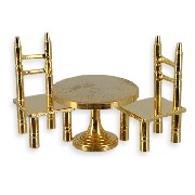 2 chairs+table brass Miniature 1:12
