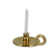 brass candle holder w/candle miniature 1:12