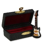 guitare black w/ black leather box Miniature 1:12