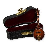 mandoline w/ black leather box Miniature 1:12