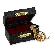 horn w black leather box Miniature 1:12