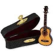 gitar w/black leather box Miniature 1:12