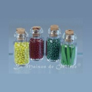 4 glass pickles w/cork miniature 1:12