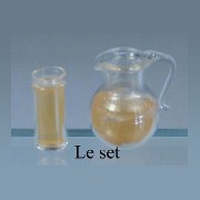 jar of orange juice and glass miniature 1:12