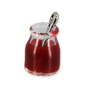 strawberry jam jar with spoon miniature 1:12