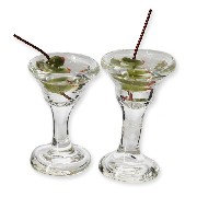 set of 2 martini glasses /6 miniature 1:12