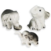 3 pc family bone china set: elephant Miniature 1:12