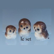 3 pc. family bone china set: wood owl miniature 1:12