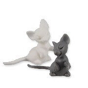 2 mice white and grey miniature 1:12