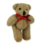 teddy 5cmh, bewegl. braun roter schleife miniature 1:12
