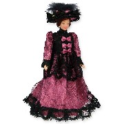 porcelain lady pink/black for dollhouses 1:12