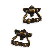 2 drawer pulls antiq brass for dollhouses 1:12