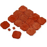 stone floor and cabochons terra-cotta 19x19mm, 72 pcs miniature 1:12