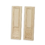 2 small french shutters barewood for dollhouses 1:12