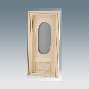 door oval window bare wood miniature 1:12