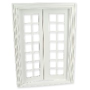 double french door w/mullions white miniature 1:12