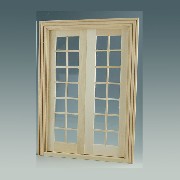 double french door w/mullions bare wood miniature 1:12