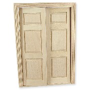 6-panels double door barewood for dollhouses 1:12