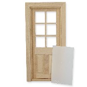 single door half mullions bare wood miniature 1:12