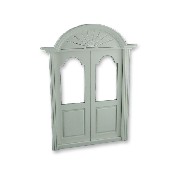 double-door w/glass white miniature 1:12