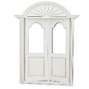 double-door w/glass white for dollhouses 1:12