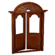 double-door w/glass walnut miniature 1:12 for dollhouses 1:12