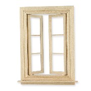 small working window barewood miniature 1:12