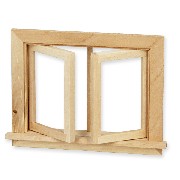 small working window bare wood for dollhouses 1:12