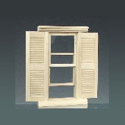 lpt louvered window bare wood miniature 1:12