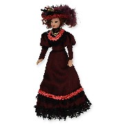 bordeaux dress porcelain doll miniature 1:12