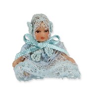 porcelain baby blue dress for dollhouses 1:12
