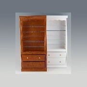 single bookcase drawers white miniature 1:12