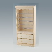 single bookcase drawers bare wood miniature 1:12