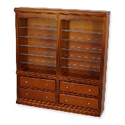 double bookcase drawers cherrywood miniature 1:12