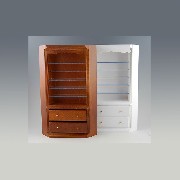 corner bookcase drawers white miniature furniture 1:12