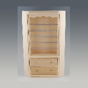 corner bookcase drawers bare wood miniature 1:12