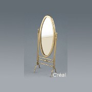 oval mirror stand old gold miniature 1:12