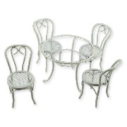 table and chair set 5pc, white miniature 1:12