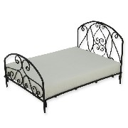 dobble bed metallic black w/matress miniature 1:12