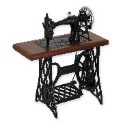 sewing machine black on table miniature 1:12