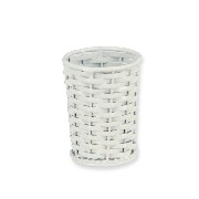 metal waste paper basket white miniature 1:12