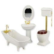 bath room set 4 pc all white miniature 1:12