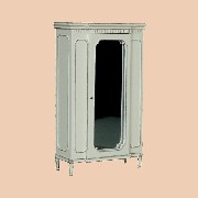 wardrobe w mirror ivory-gold miniature 1:12