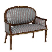 sofa louis xvi walnut-blue-gold stripes  Trianon collectible furniture 1:12