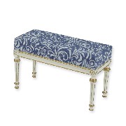 bed stool ivory-old blue miniature 1:12