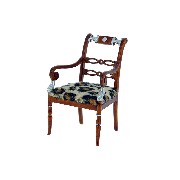armchair walnut-silver miniature 1:12