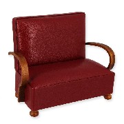 sofa art deco walnut-red leather miniature 1:12